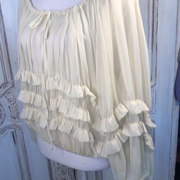 CIEL USA Soft Sheer Yellow  Multi Ruffle Poets Style Romantic Long SleeveTop S/S - Picture 8 of 13